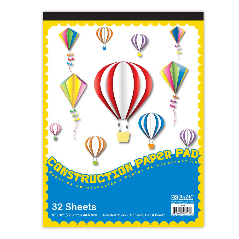 Construction Paper Pad 32 Sheets 9 X 12In (Pack of 12)