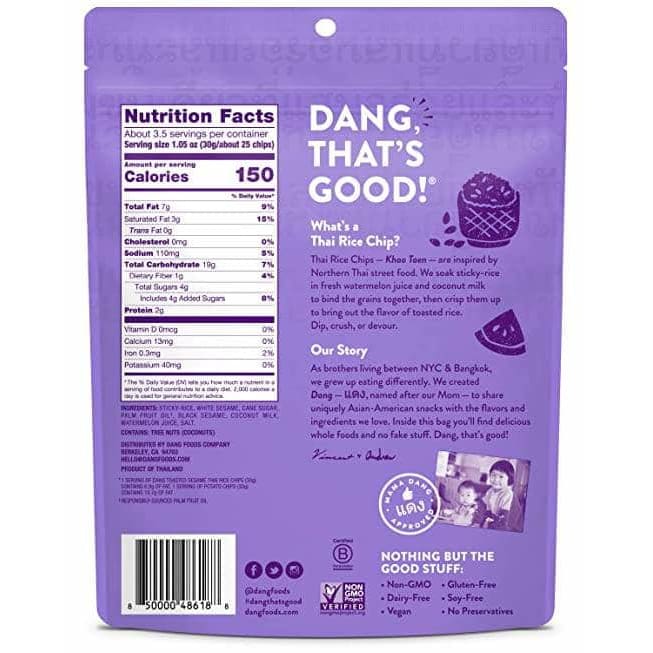 DANG Grocery > Snacks > Chips DANG: Toasted Sesame Thai Rice Chips, 3.5 oz