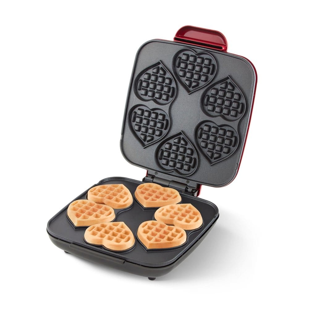 Dash Multi Mini Heart Nonstick Waffle Maker Red Makes 6 Mini Waffles - Dash - ShelHealth