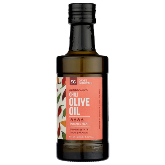 DAVES GOURMET: Arbequina Chili Olive Oil Intense Heat 250 ml - Grocery > Cooking & Baking > Cooking Oils & Sprays - DAVES GOURMET