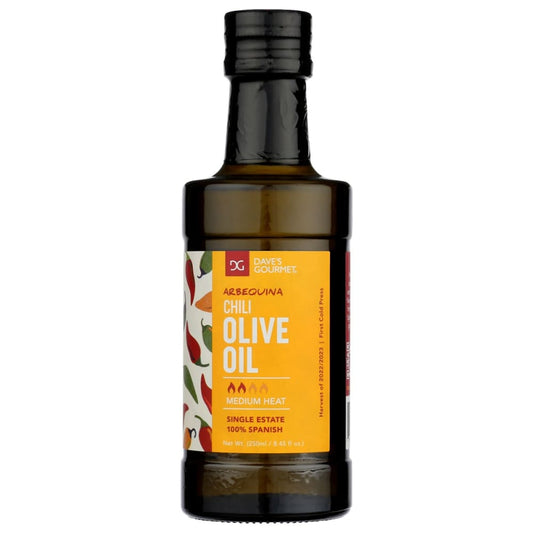 DAVES GOURMET: Arbequina Chili Olive Oil Medium Heat 250 ml - Grocery > Cooking & Baking > Cooking Oils & Sprays - DAVES GOURMET