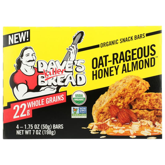 DAVES KILLER BREAD: Oatrageous Honey Almond Snack Bar 4 Count 7 oz (Pack of 4) - Nutritional Bars Drinks and Shakes - DAVES KILLER BREAD