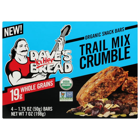 DAVES KILLER BREAD: Trail Mix Crumble Snack Bar 4 Count 7 oz (Pack of 4) - Nutritional Bars Drinks and Shakes - DAVES KILLER BREAD