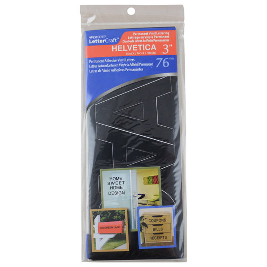 3In Helvetica Vinyl Letters Black Permanent (Pack of 10)