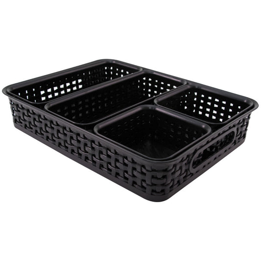 Plastic Weave Bins Black 5Pk (Pack of 2)