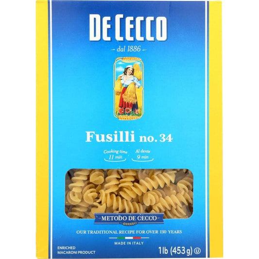 DE CECCO De Cecco Fusilli Pasta No. 34 Pasta, 16 Oz
