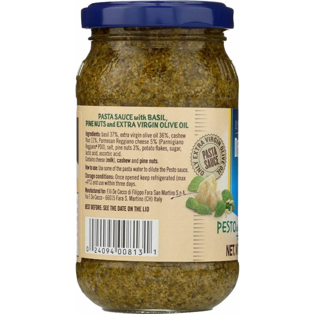 DE CECCO Grocery > Pantry > Pasta and Sauces DE CECCO: Sauce Pasta Pesto, 7 oz