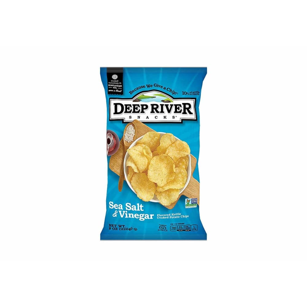 DEEP RIVER DEEP RIVER Sea Salt And Vinegar Kettle Cooked Potato Chips, 8 oz