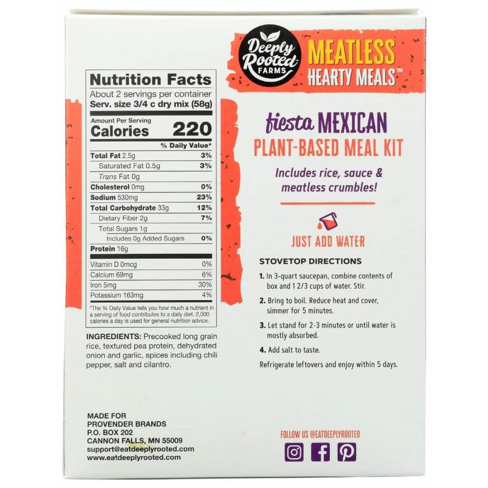 DEEPLY ROOTED Grocery > Pantry > Rice DEEPLY ROOTED: Hearty Meals Fiesta Mexican Rice Bowl, 4.1 oz