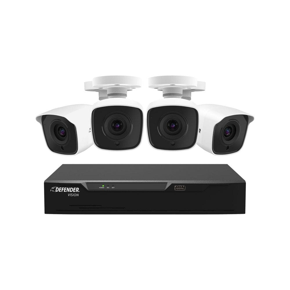 Defender Vision 4K Ultra HD 1TB Wired 4 Channel DVR Security System with 4 Cameras Night Vision & Mobile App - Home Security Kits & Systems
