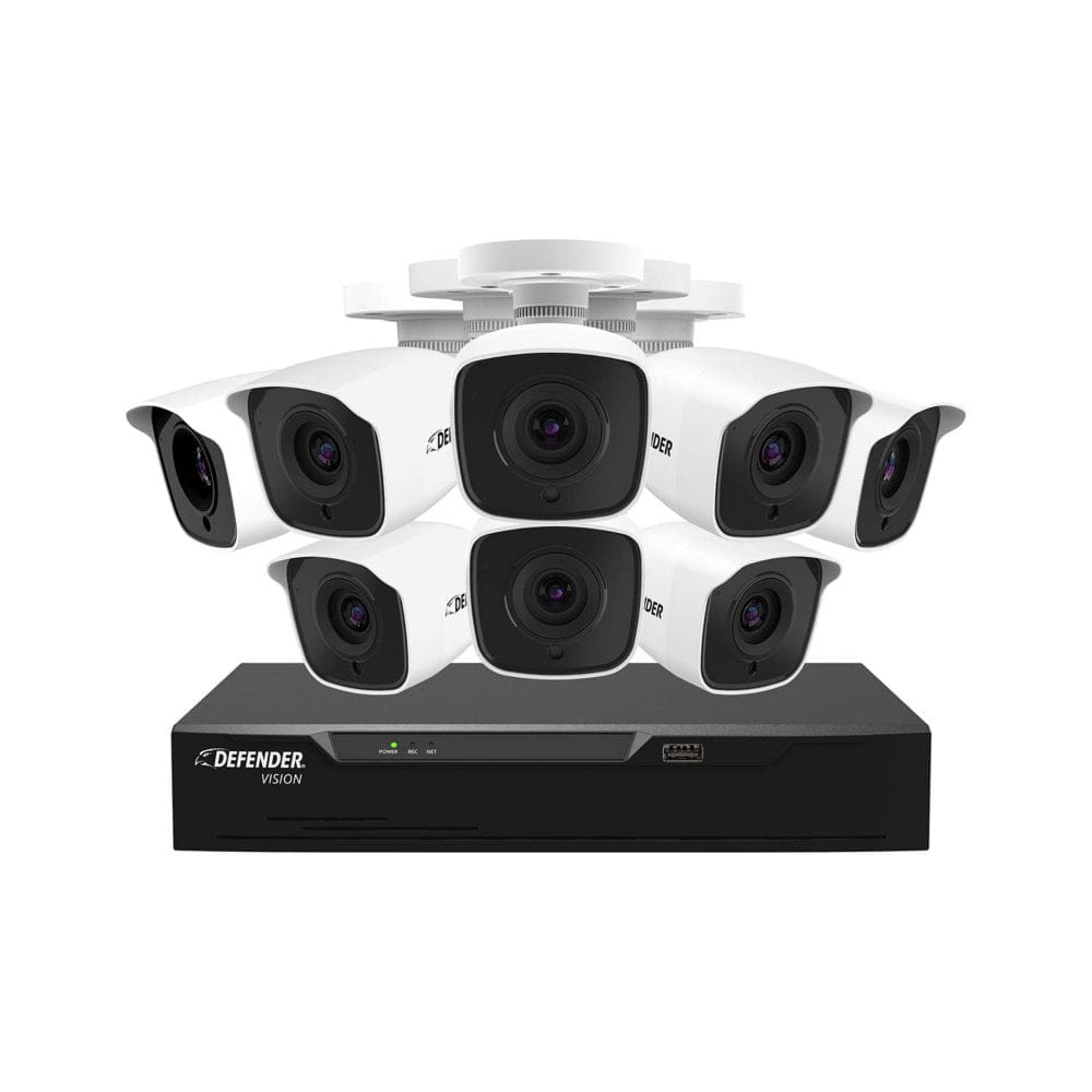 Defender Vision 4K Ultra HD 1TB Wired 8 Channel DVR Security System with 8 Cameras Night Vision & Mobile App - Home Security Kits & Systems