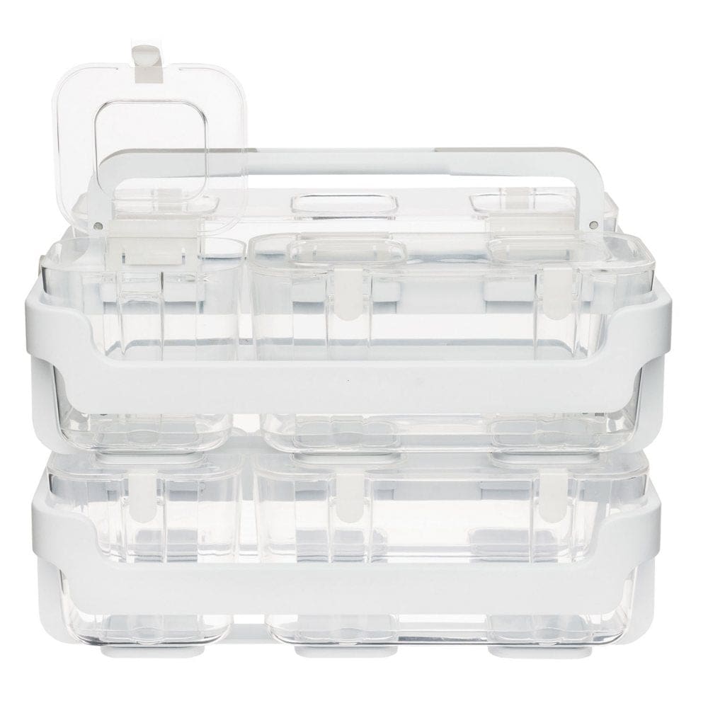 Deflecto Stackable Storage Caddy Organizer 3 Containers White/Clear 2 Pack - Arts & Crafts - ShelHealth