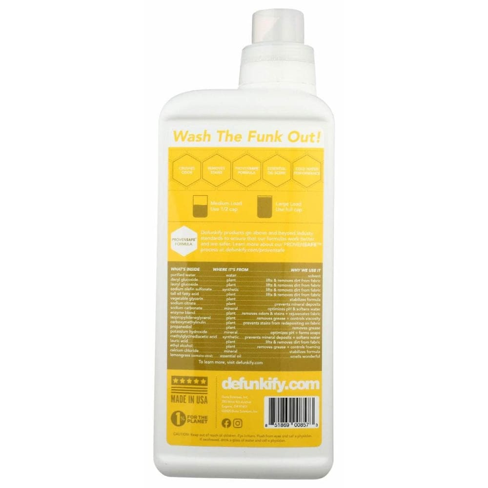 DEFUNKIFY Home Products > Laundry Detergent DEFUNKIFY: Detergent Liqud Lemngrass, 37.7 fo