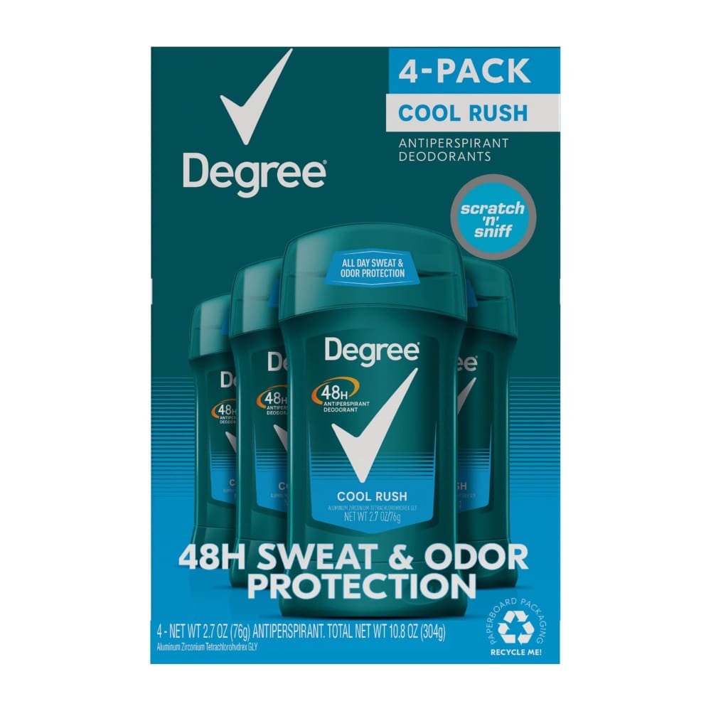 Degree Men Cool Rush 48-Hour Antiperspirant Deodorant Invisible Solid 4 pk./2.7 oz. - Home/Health & Beauty/Personal Care/Deodorants/ -