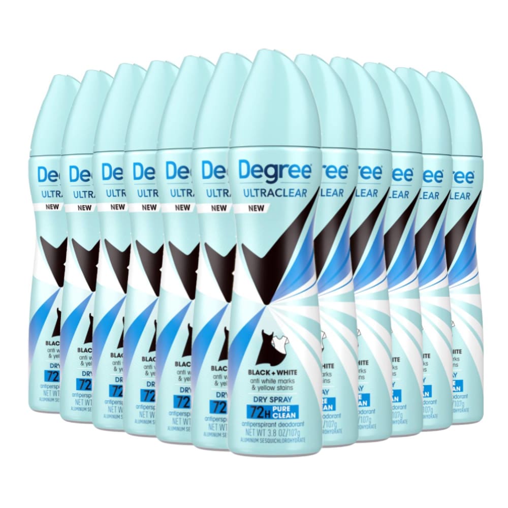 Degree UltraClear Black+White Pure Clean Dry Spray Antiperspirant Deodorant 3.8 Oz- 12 Pack - Deodorant & Anti-Perspirant - Degree