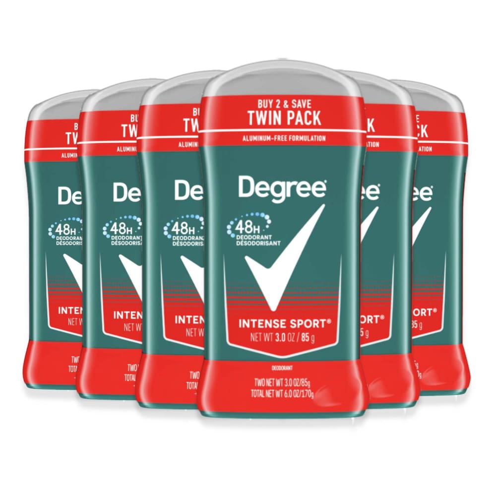 Degree® Intense Sport Deodorant 48-Hour Odor Protection - 3.0 Oz - TWIN PACK- 6 Pack - Deodorant & Anti-Perspirant - Degree