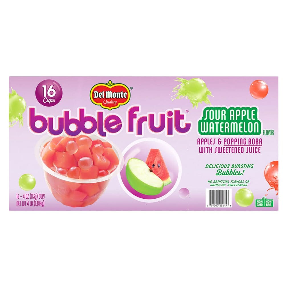 Del Monte Bubble Fruit Cups Sour Apple Watermelon (16 pk.) - Multipack Snacks - Del