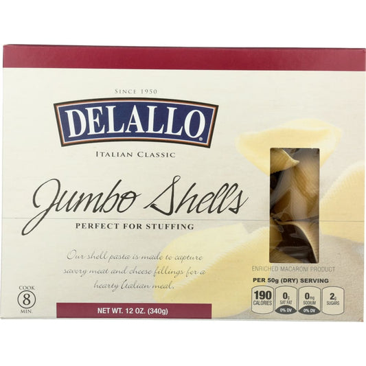 DELALLO: Pasta Jumbo Shells 12 oz (Pack of 5) - Meal Ingredients > Noodles & Pasta - DELALLO