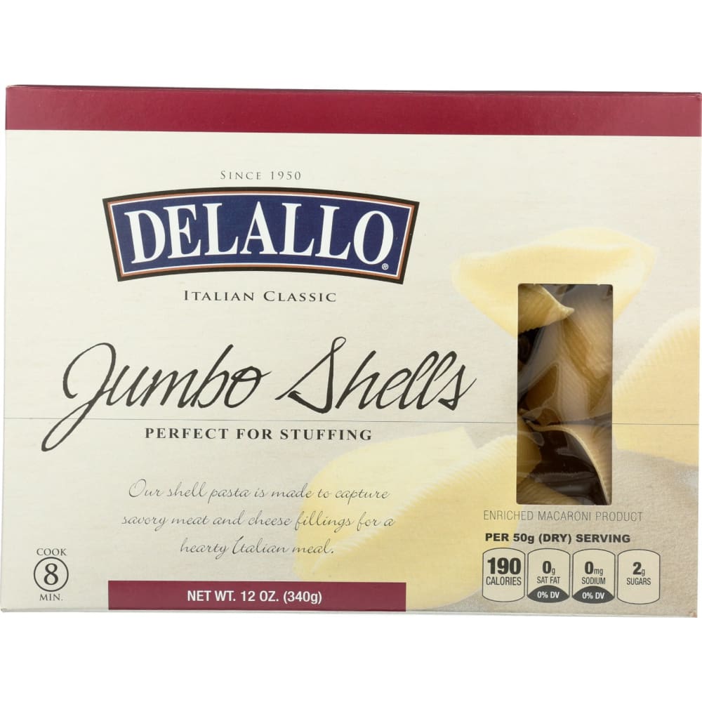 DELALLO: Pasta Jumbo Shells 12 oz (Pack of 5) - Meal Ingredients > Noodles & Pasta - DELALLO