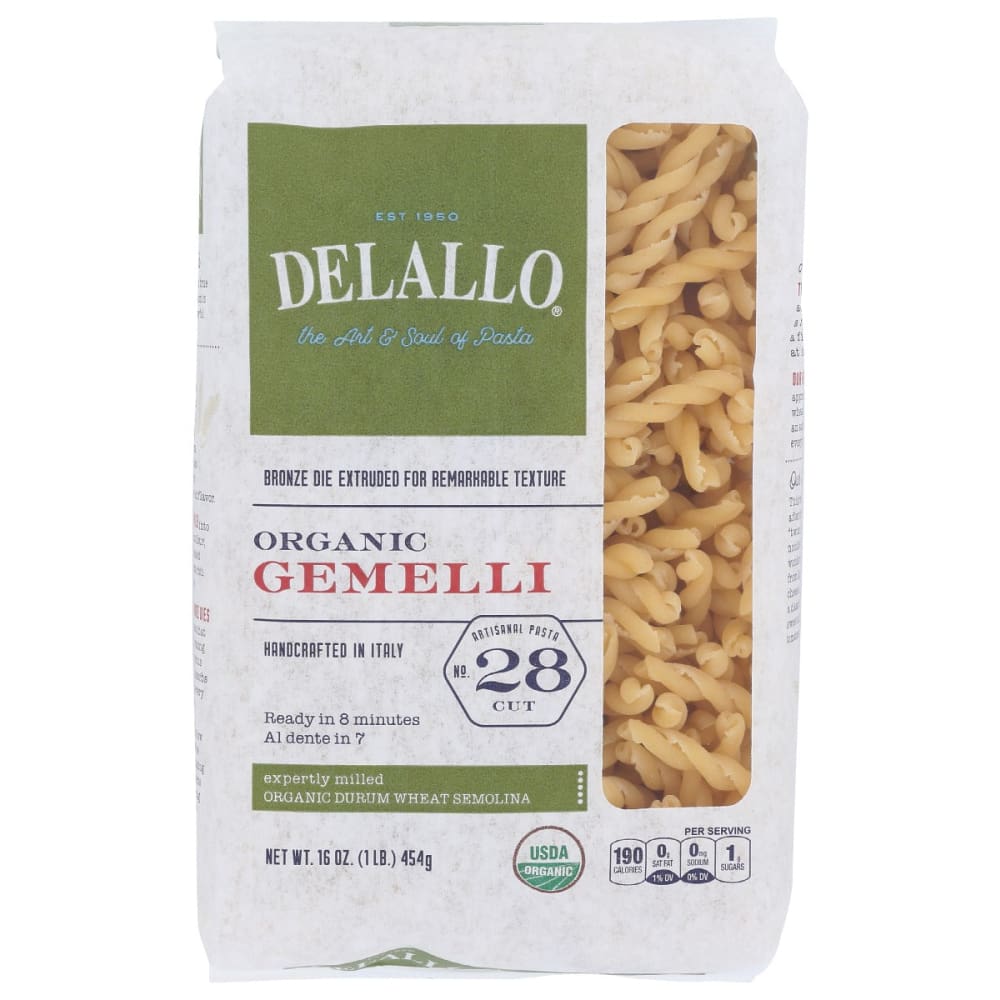 DELALLO: Pasta Semolina Gemelli Org 16 oz - Grocery > Pantry > Pasta and Sauces - Delallo
