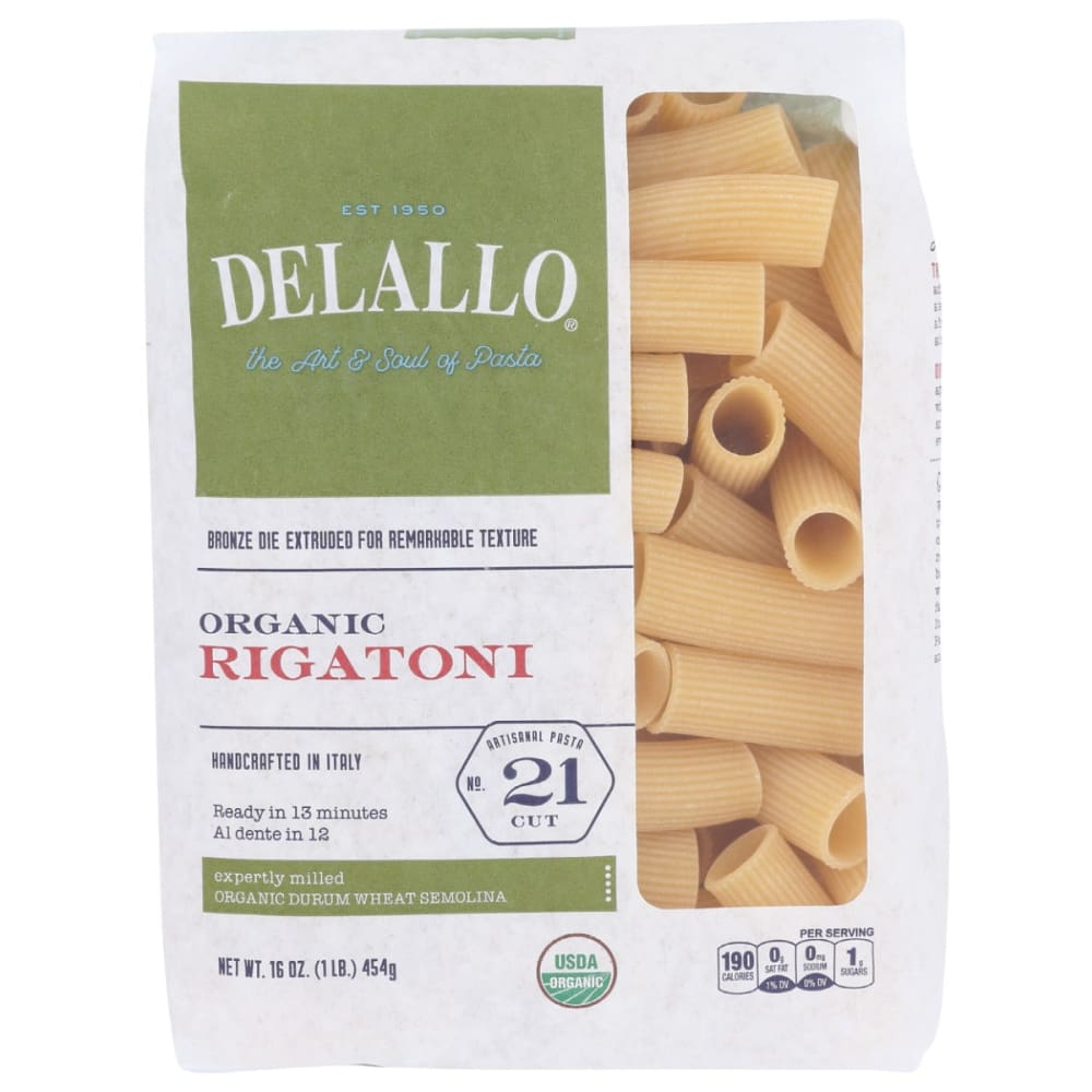DELALLO: Pasta Semolina Rigatoni Org 16 oz (Pack of 5) - DELALLO
