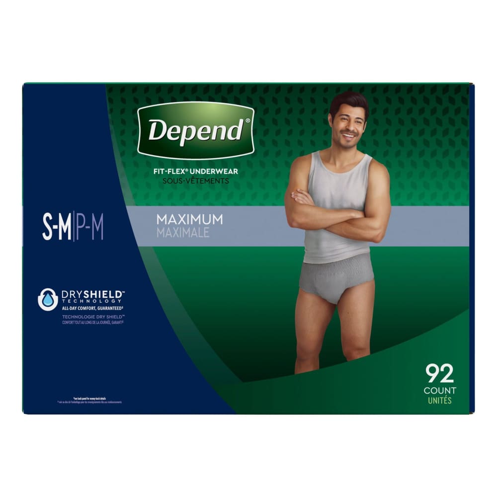 Depend Fit-Flex Small/Medium Maximum Absorbency Underwear for Men 92 ct. - Depend