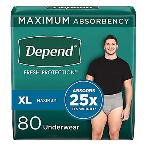 Depend Fresh Protection Adult Incontinence Underwear for Men Extra-Large - Grey 80 ct. - Home/Personal Care/Personal Care Value Packs &