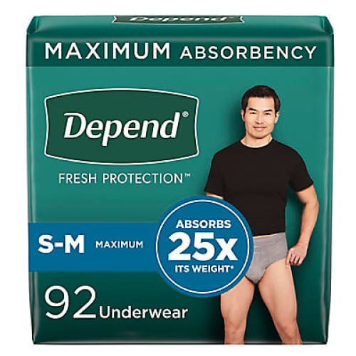 Depend Fresh Protection Adult Incontinence Underwear for Men Small/Medium - Grey 92 ct. - Home/Personal Care/Personal Care Value Packs &