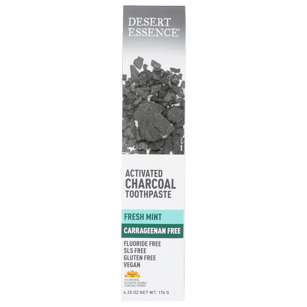 DESERT ESSENCE: Activated Charcoal Carrageenan Free Toothpaste 6.25 oz (Pack of 4) - Beauty & Body Care > Oral Care > Toothpastes &