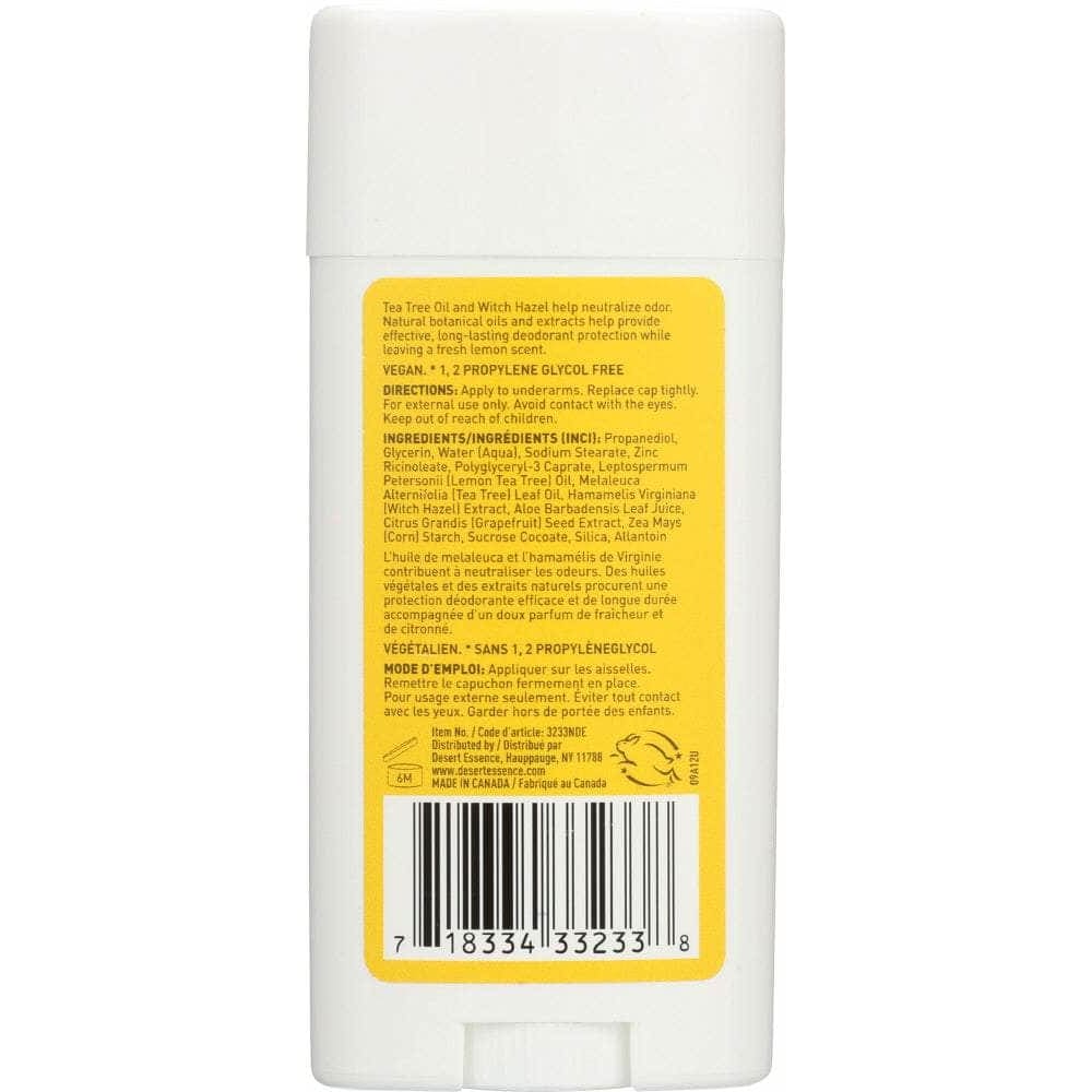 DESERT ESSENCE Desert Essence Deodorant Lemon Tea Tree, Long-Lasting Protection, Propylene Glycol & Aluminum Free, 2.5 Oz