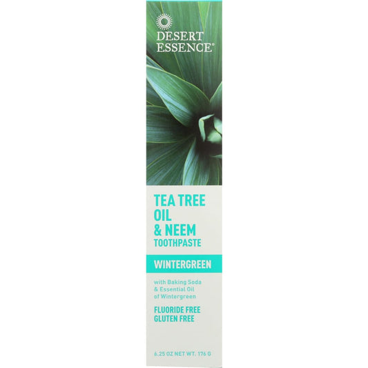 Desert Essence Natural Tea Tree Oil And Neem Toothpaste Wintergreen 6.25 Oz (Case of 3) - DESERT ESSENCE