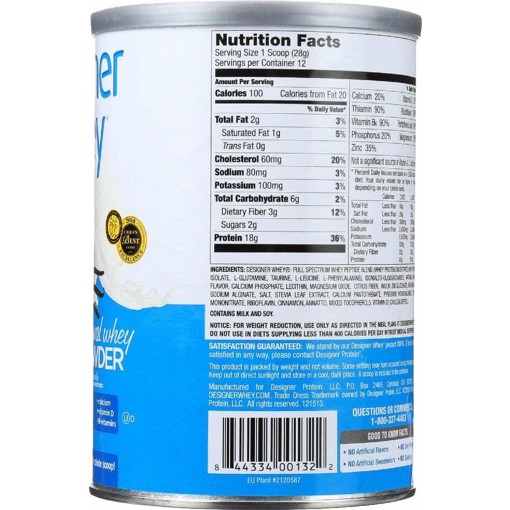 DESIGNER PROTEIN Designer Protein Whey 100% Premium Powder French Vanilla, 12 Oz
