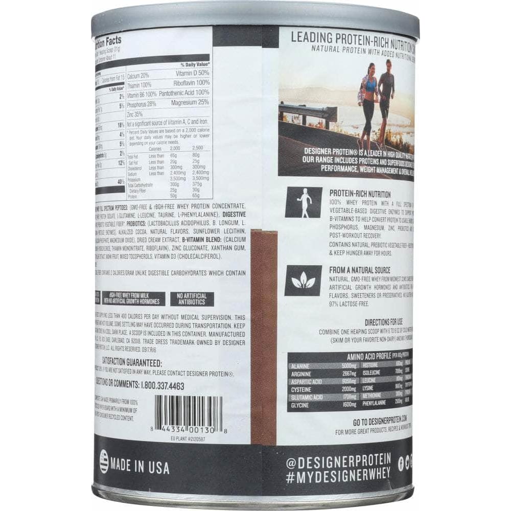 DESIGNER PROTEIN Designer Protein Whey Gourmet Chocolate Protein Powder, 12 Oz