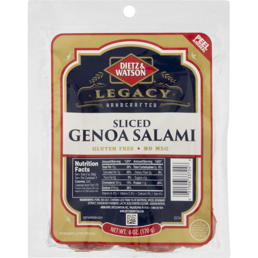 DIETZ AND WATSON: Legacy Sliced Genoa Salami. 3.38 lb (Pack of 4) - Meal Ingredients > Meat Poultry Seafood Products - DIETZ AND WATSON