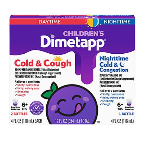 Dimetapp Children’s Day and Night Liquid Cold Medicine 3 pk. - Home/Health & Wellness/Medicines & Treatments/Cough Cold & Flu/ - ShelHealth