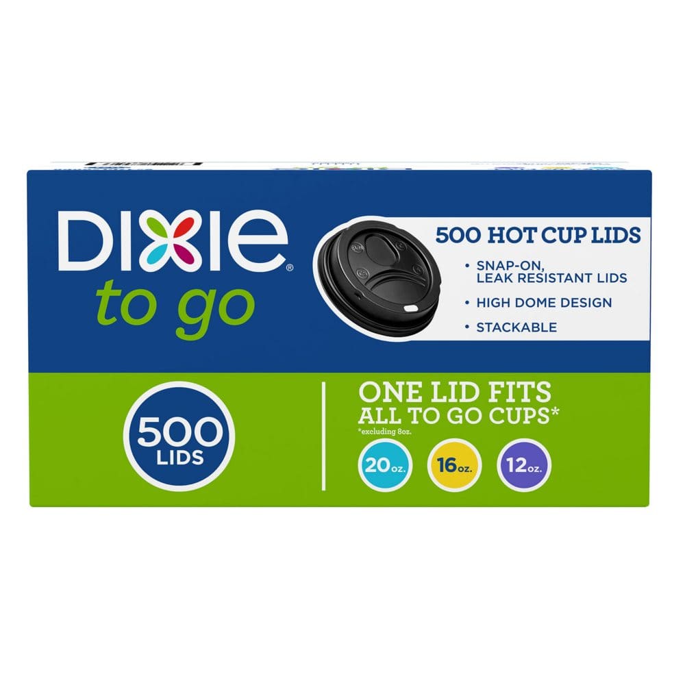 Dixie Sip-Through Dome Hot Cup Lids Black (12-20 oz. 500 ct.) - Dixie to Go Hot Cups & Lids - ShelHealth