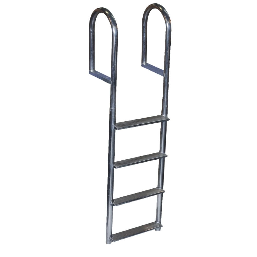 Dock Edge Welded Aluminum Fixed Wide Step Ladder - 4-Step - Anchoring & Docking | Ladders - Dock Edge