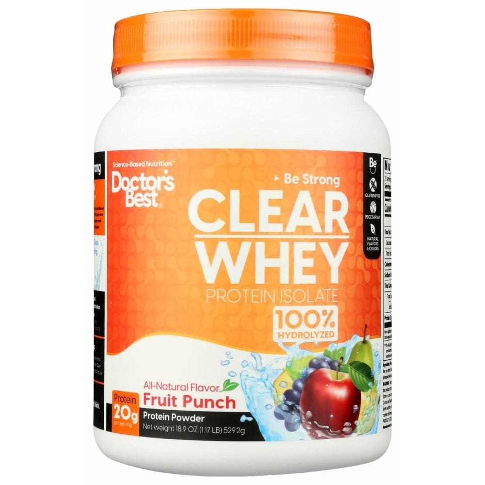 DOCTORS BEST Vitamins & Supplements > Protein Supplements & Meal Replacements > PROTEIN & MEAL REPLACEMENT POWDER DOCTORS BEST Clear Whey Protein Isolate Fruit Punch, 529.2 gm