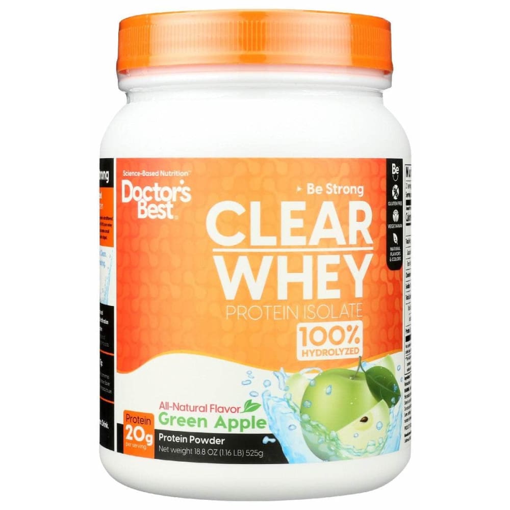 DOCTORS BEST Vitamins & Supplements > Protein Supplements & Meal Replacements > PROTEIN & MEAL REPLACEMENT POWDER DOCTORS BEST Clear Whey Protein Isolate Green Apple, 525 gm