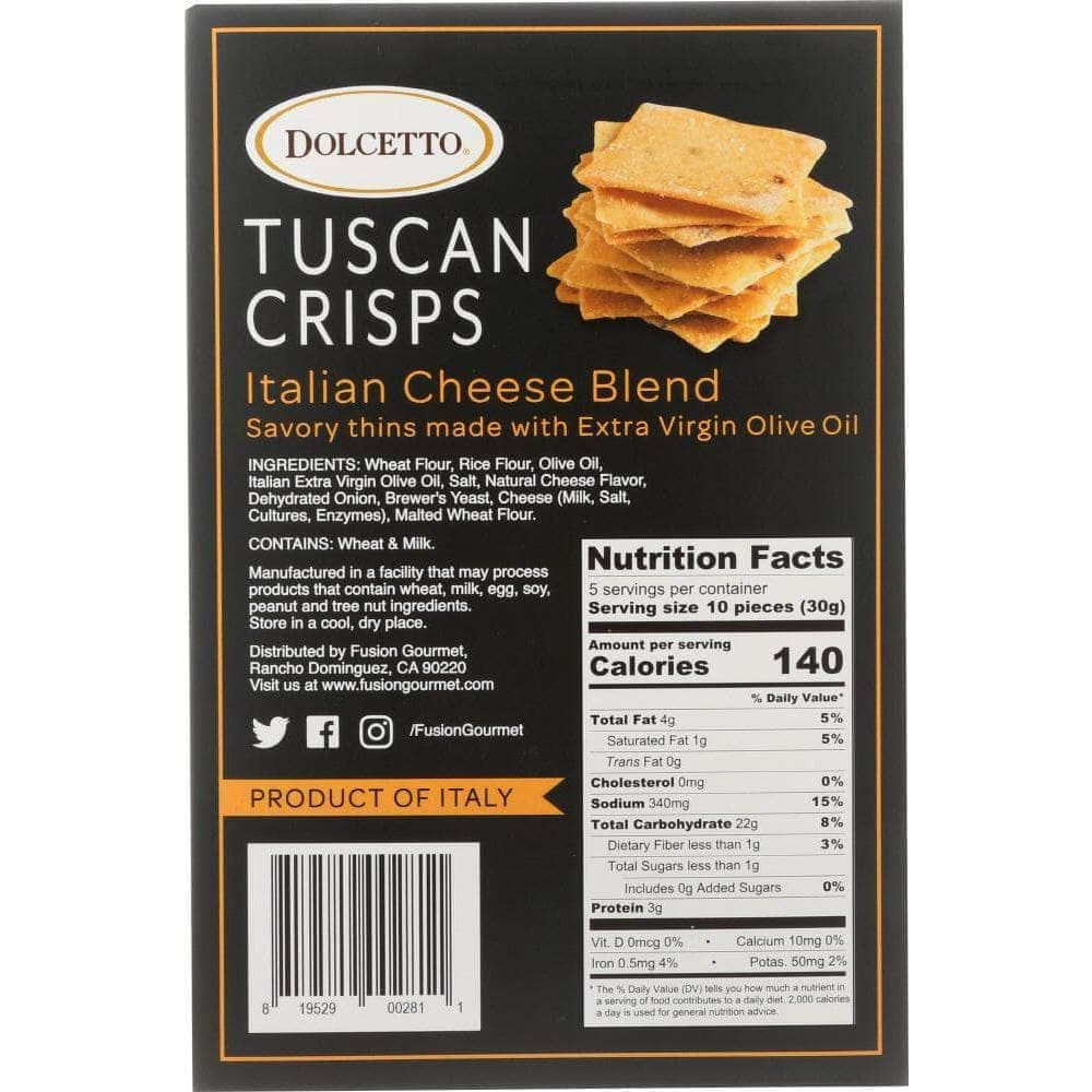 Dolcetto Dolcetto Tuscan Crisps Italian Cheese Blend, 5.3 oz