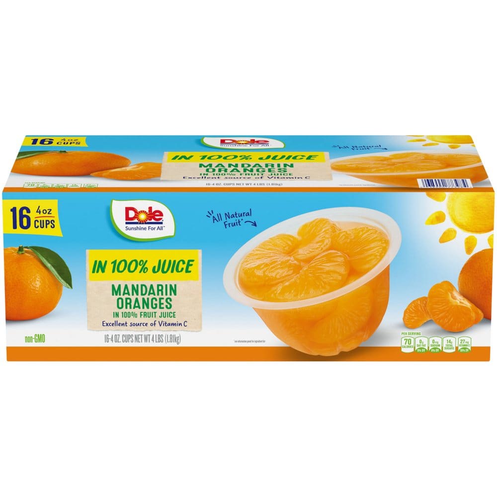 Dole Mandarin Oranges in 100% Fruit Juice (4 oz. 16 pk.) - Fruit Cups & Applesauces - Dole Mandarin