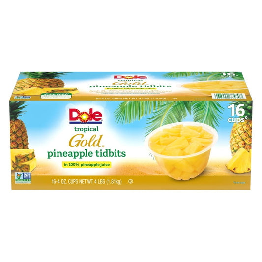 Dole Tropical Gold Premium Pineapple Tidbits 16 pk./4 oz. - Dole