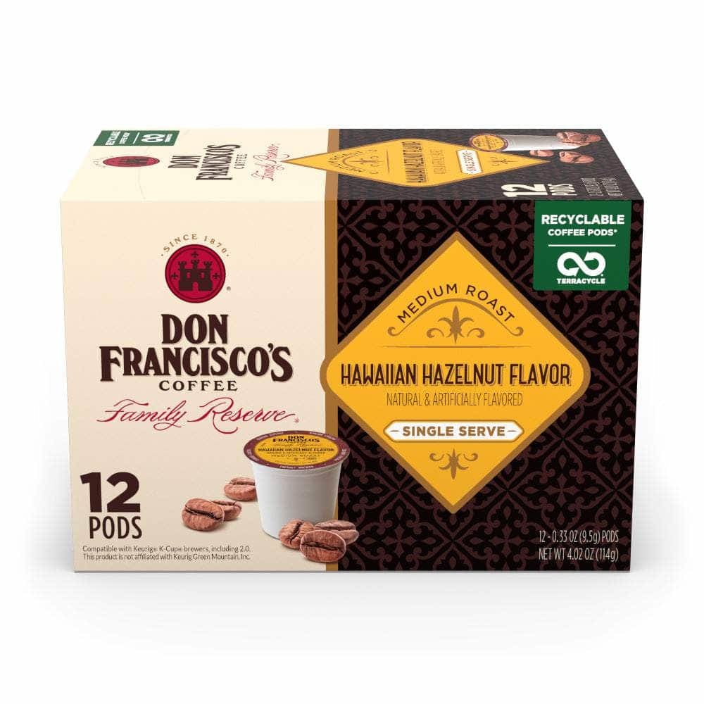DON FRANCISCO'S COFFEE Grocery > Beverages > Coffee, Tea & Hot Cocoa DON FRANCISCOS COFFEE: Coffee Hawaiian Hazlnt Ss 12 pods, 4.02 oz