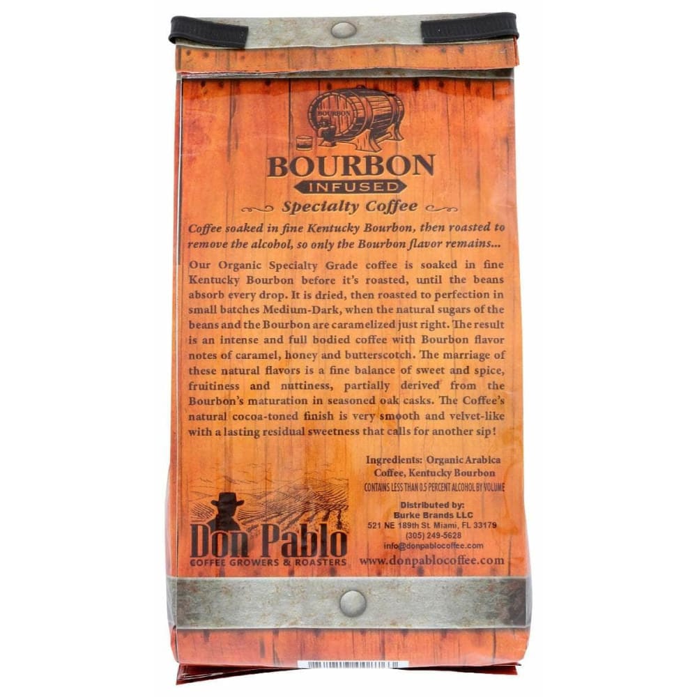 DON PABLO Grocery > Beverages > Coffee, Tea & Hot Cocoa DON PABLO: Whole Bean Bourbon Infused Coffee, 8 oz