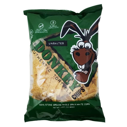 DONKEY CHIP: Chips Tortilla Unsalted 11 OZ (Pack of 5) - Tortilla & Corn Chips - DONKEY CHIP