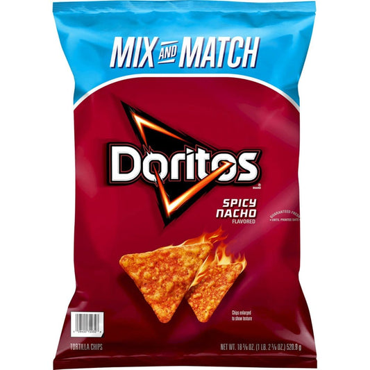 Doritos Tortilla Chips Spicy Nacho Flavored (18.38 oz.) (Pack of 2) - Snacks Under $10 - Doritos