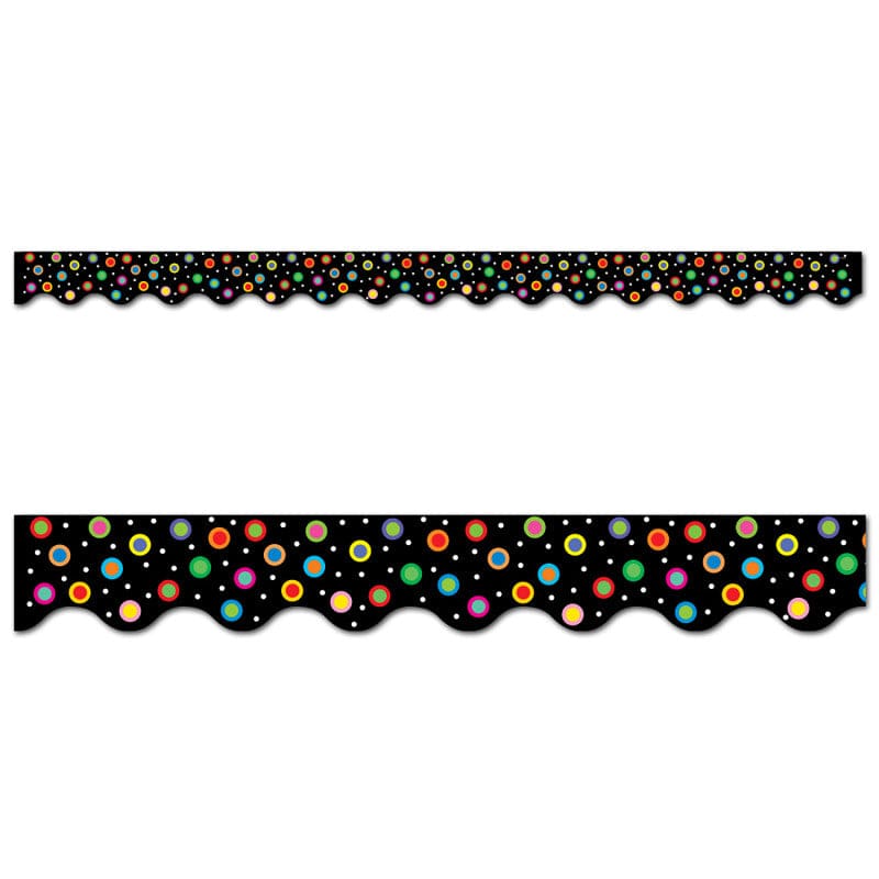 Dots On Black Wavy Ez Border (Pack of 8) - Border/Trimmer - Creative Teaching Press