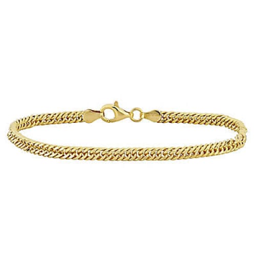 Double Curb Link Chain Bracelet in Yellow Plated Sterling Silver - 7.5 - Home/Jewelry/Bracelets/Silver Gold & Platinum Bracelets/ -