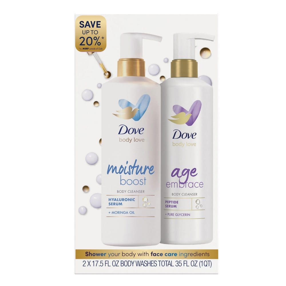 Dove Body Love Moisture Boost & Age Embrace Body Wash Cleanser (17.5 fl. oz. 2 pk.) - Bath & Body - Dove