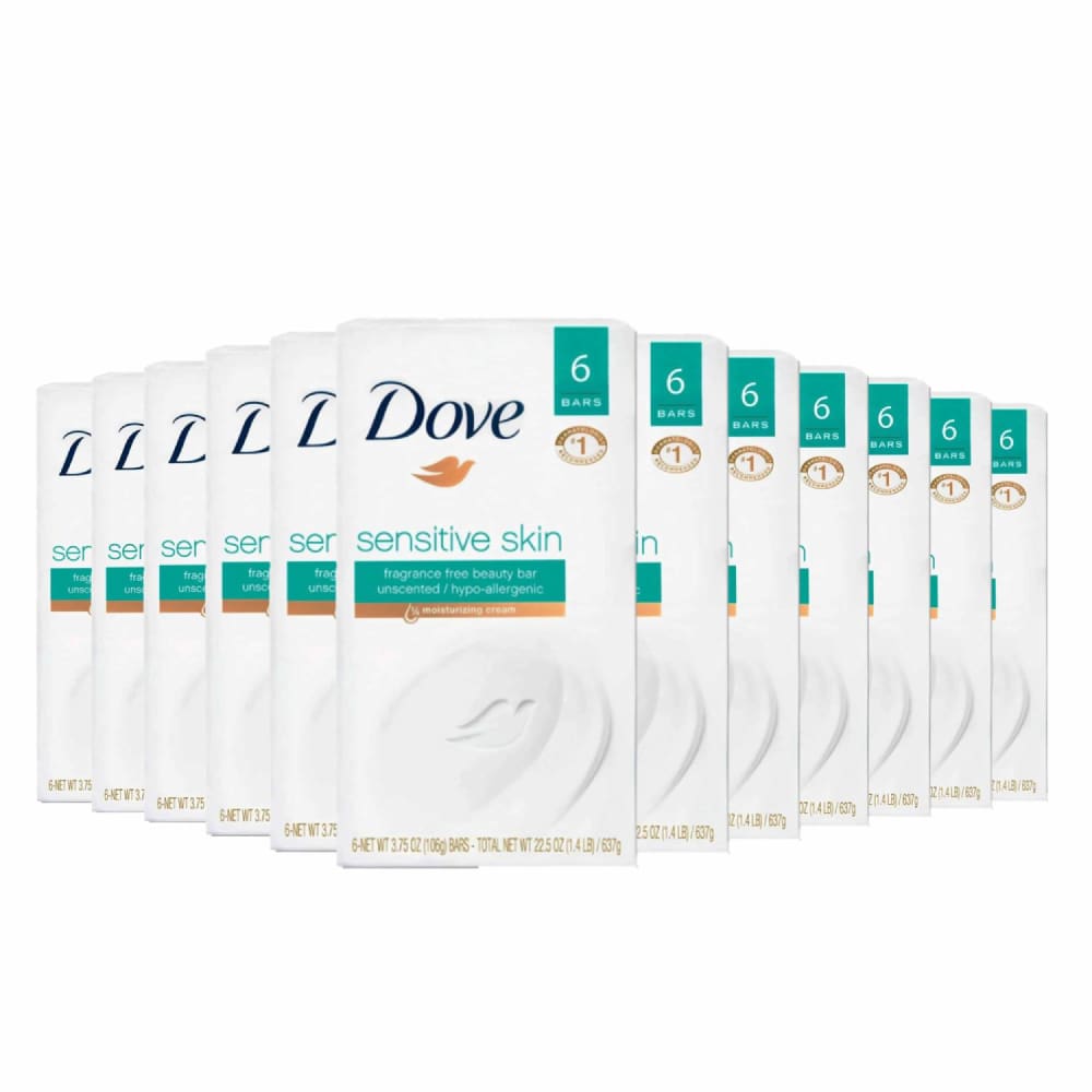 Dove Cream Bar Sensitive Skin Unscented -3.75 OZ - 12 Pack - Bar Soap - Dove